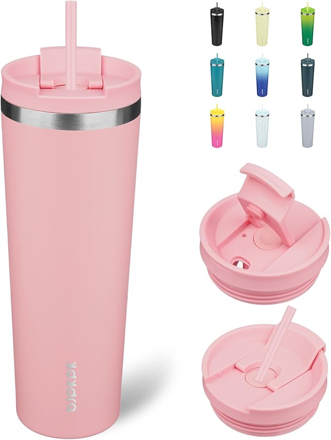 BJPKPK 30oz Tumbler With lid And Straw Stainless Steel Travel Coffee Mug Insulated Tumblers Cups,Light Pink - Bloomnest
