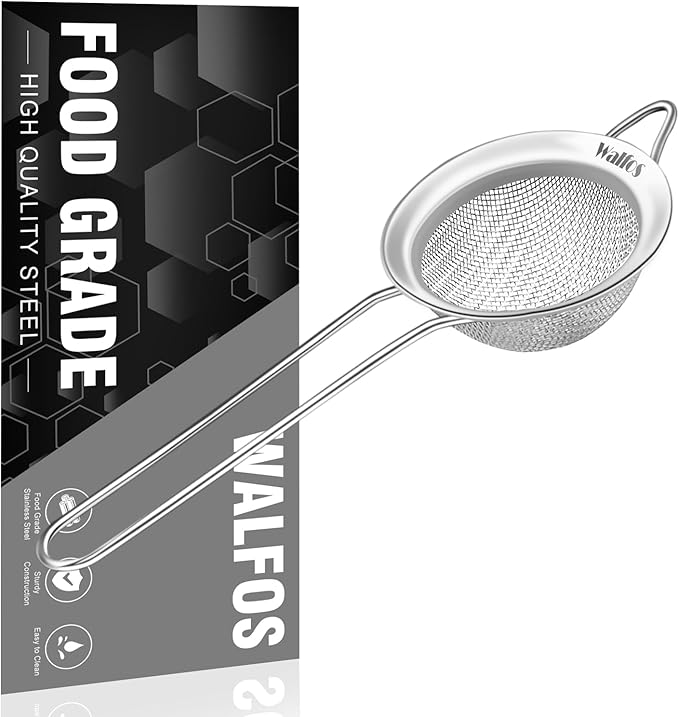 Walfos Mini Fine Mesh Tea Strainer, Stainless Steel Small Sifter with Sturdy Handle, 2.7 Inch Kitchen Metal Sieve for Tea, Coffee, Cocktail, Juice, Sugar and Spices - Bloomnest