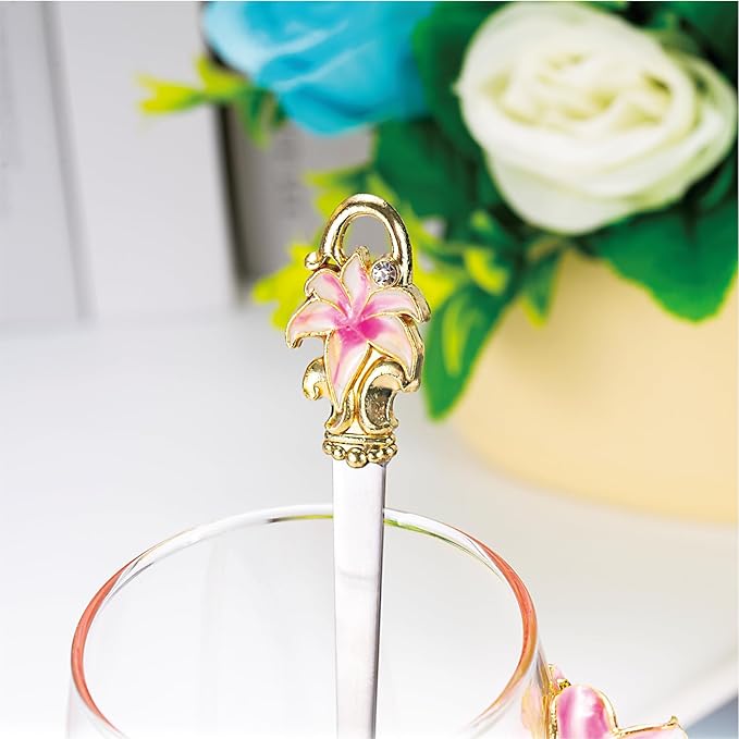 Flower Tea Cup, Lily Flower Clear Glass Fancy Coffee Mug with Spoon,Gift Box for Her Mom Wife Grandma Girls Friends Valentines Christmas Birthday Present Idea for Juice,Hot And Cold Drinks Use - Bloomnest
