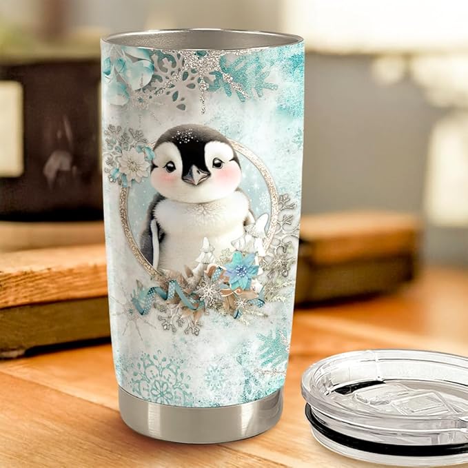 Penguin Tumbler 20oz Stainless Steel Insulated Coffee Travel Mug Cup for Women Girls Penguin Gifts for Birthday Christmas - Bloomnest