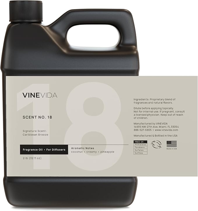 VINEVIDA Caribbean Breeze Fragrance Oil for Cold Air Diffusers - (32 Fl Oz) - Essential Oils for Diffuser Oil Refill & Air Freshener Room Spray - Bloomnest