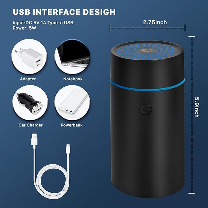 Car Fragrance diffusers, Air fresheners,USB-Powered Mini Ultrasonic Mist Humidifier Oil Diffuser for Vehicle - Bloomnest