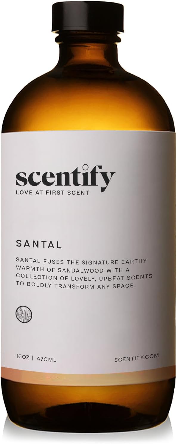 Scentify Santal Aroma Oil Refill Scent for Oil Diffusers - Iris, Amber, Sandalwood, Cedar Scents - Luxurious Relaxing Aromatherapy Diffuser Fragrance 470ml, 16 oz - Bloomnest