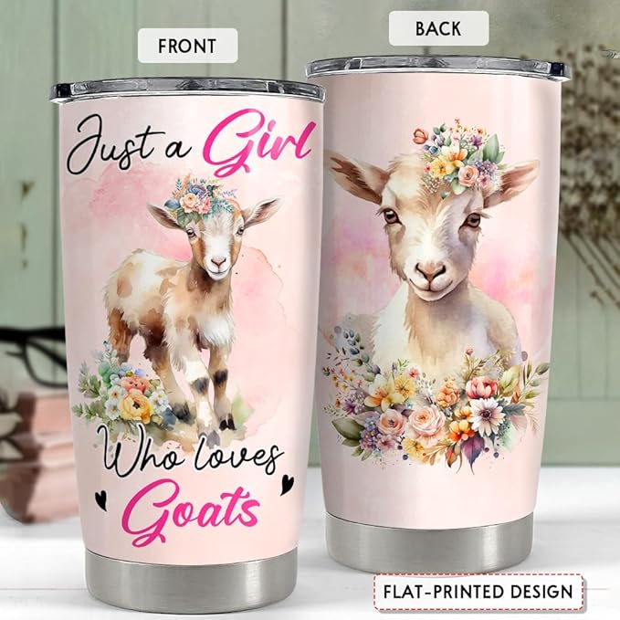 SANDJEST Goat Tumbler 20oz Girl Loves Goats Stainless Steel Insulated Tumblers Coffee Travel Mug Cup Gifts for Women Girl Teen Birthday Christmas - Bloomnest