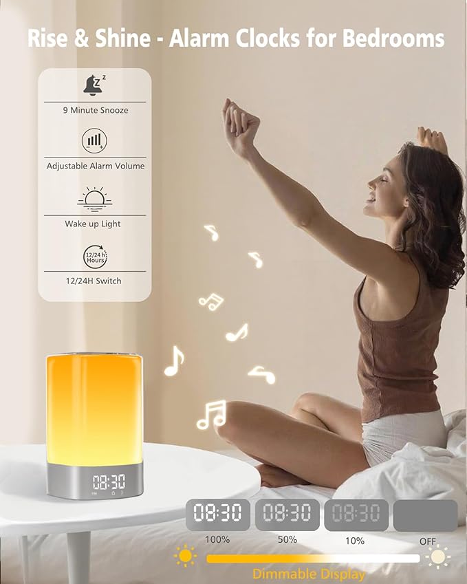 Sound Machine White Noise Machine with 32 Soothing Sounds, Bluetooth Speaker, Alarm Clocks for Bedrooms with Wake up Light, Night Light for Kids, App Control Birthday Gifts for Women, Teen Girls, Boys - Bloomnest