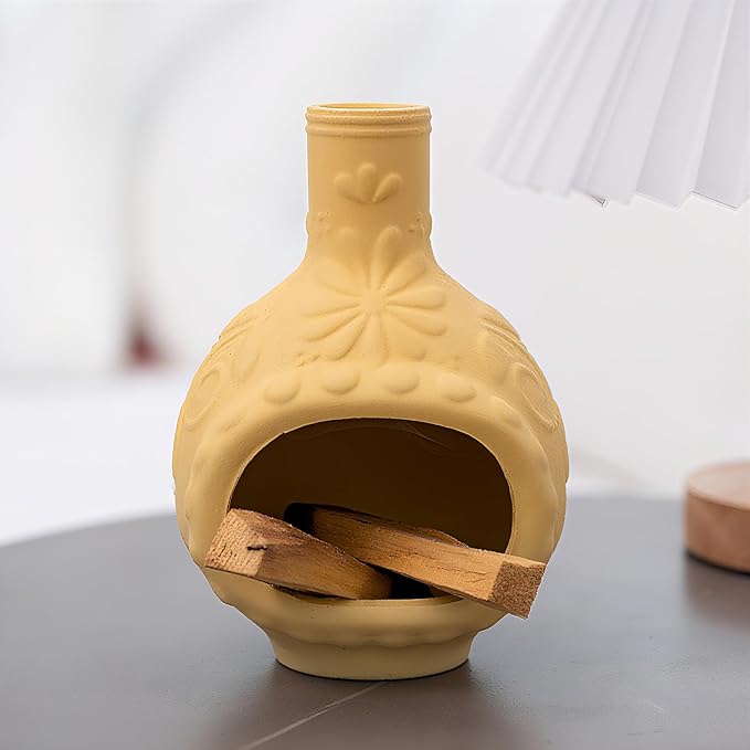 Handmade Ceramic Palo Santo Burner&Incense Holder-Mini Chimenea Dish for Sage Sticks,Copal,and Meditation Decor-Natural Clay Smudge Pot with Aromatic Design,Anxiety Relief Gifts for Women - Bloomnest