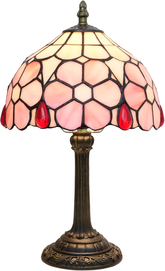 Tiffany Lamp Stained Glass lamp Small Bedside Table Lamps for Living Room Bedroom Dorm Kitchen Home Decor Festival Birthday Gift,Cherry Blossoms - Bloomnest