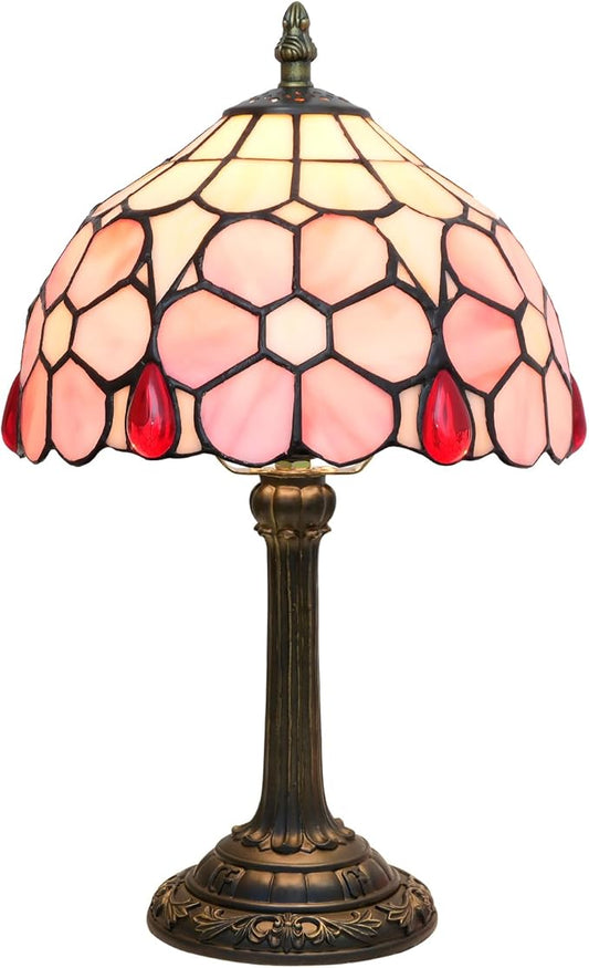 Tiffany Lamp Stained Glass lamp Small Bedside Table Lamps for Living Room Bedroom Dorm Kitchen Home Decor Festival Birthday Gift,Cherry Blossoms - Bloomnest