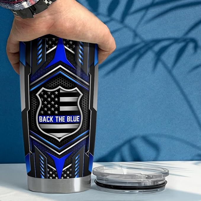 SANDJEST Personalized Police Tumbler - 20oz & 30oz Insulated Tumblers with Lid - Coffee Travel Mug Cup - Police Officer Gifts for Men & Women - Bloomnest