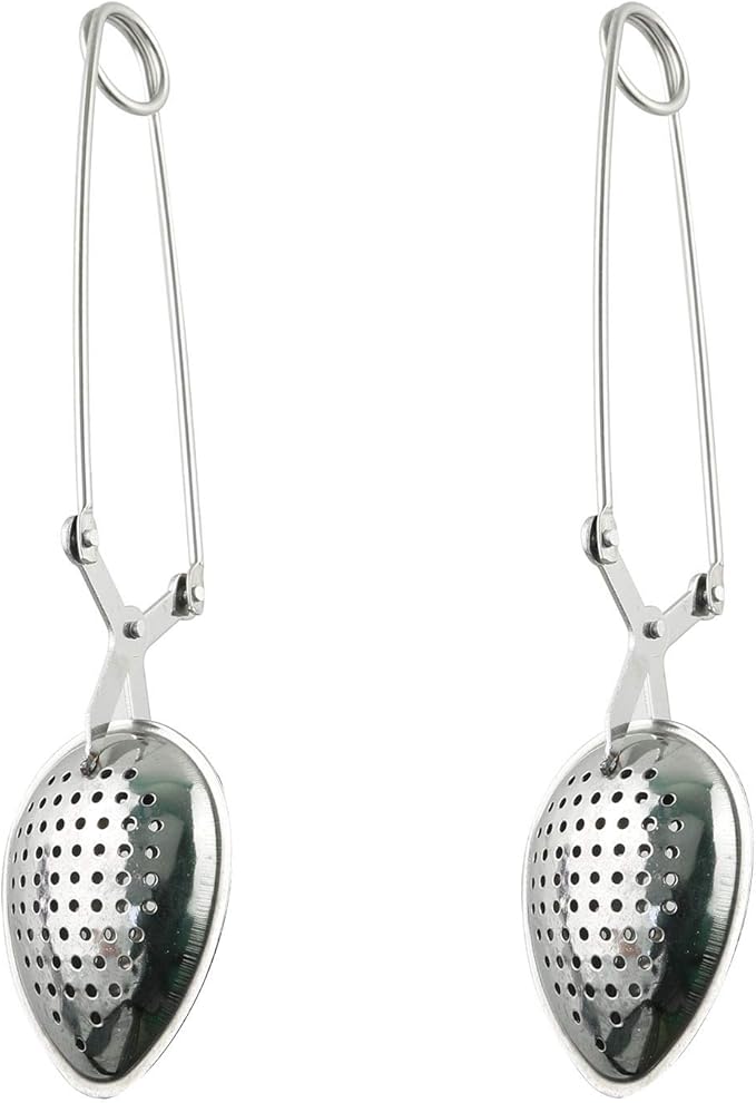 Tegg Tea Infuser 2PCS Stainless Steel Leaves Shape Spices Snap Spoon Tea Filter Strainer With Long Handle for Loose Leaf Tea and Mulling Spices - Bloomnest