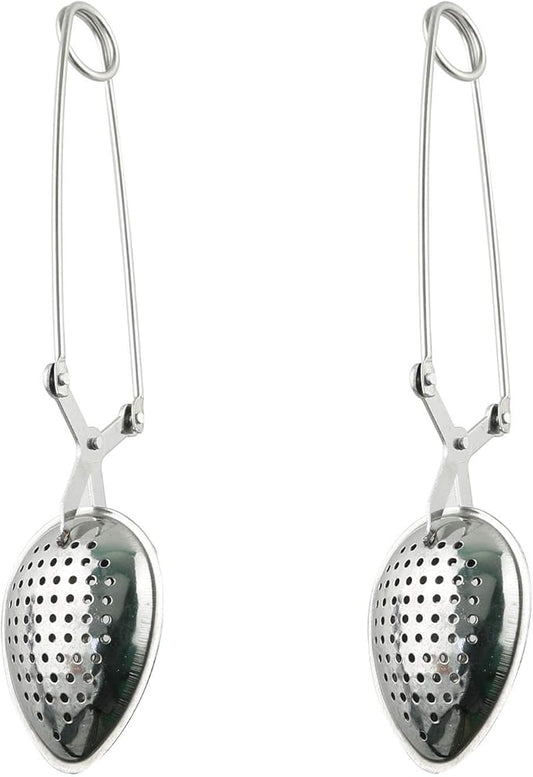 Tegg Tea Infuser 2PCS Stainless Steel Leaves Shape Spices Snap Spoon Tea Filter Strainer With Long Handle for Loose Leaf Tea and Mulling Spices - Bloomnest