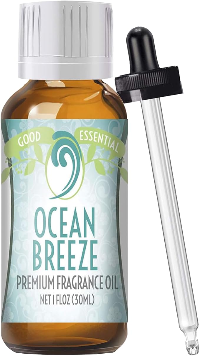 Good Essential Professional Ocean Breeze Fragrance Oil (30 ml / 1 fl oz) for Diffuser, Candles, Soaps, Perfume, Home Care - Ocean Breeze Scented Oil for Candle Making & Aromatherapy GoodEssential
