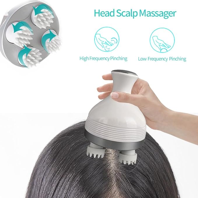 Electric Scalp Massager - Rechargeable Head Massager with 76 Kneading Nodes - Multifunctional Waterproof Head Scratcher for Hair Growth Stress Relax - Ideal Relaxing Gifts for Women Men - Bloomnest
