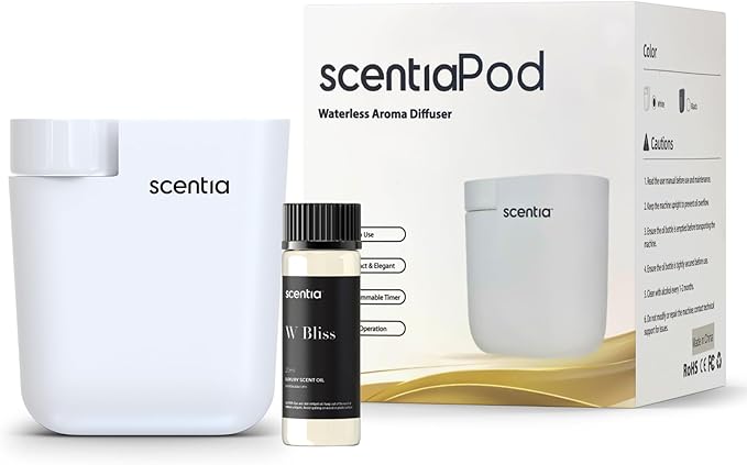 Home Scent Diffuser Starter Kit |Plug in Waterless Aroma Diffuser for Essential Oils | for Home, Office,Spa, Smart App | Covers up to 500 Sq. Ft. | White | 20ml Oil Included- Best Gift - Bloomnest