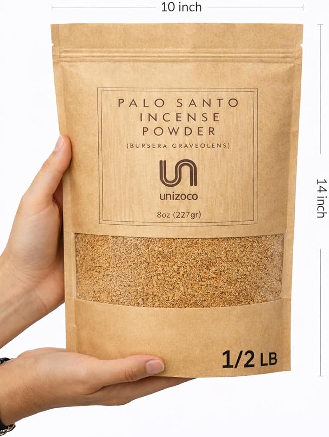 Palo Santo Incense Powder | 8 oz (227g) | 1/2 Pound Bag | Ecuadorian Palo Santo Wood Powder | Premium Loose Incense for Meditation, Energy Cleansing, Smudging, Yoga, Aromatherapy, Spiritual Rituals UNIZOCO