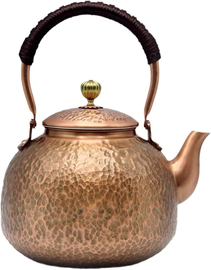 YJX Copper Tea Kettle For Stovetop, Japanese Style Non-Coating Pure Copper Teapot with Stainless Steel Infuser For Loose Tea, Large and Solid Tea Pot For 3-7 Cups (2000ml) - Bloomnest