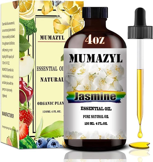 Jasmine Essential Oil, Jasmine Oil 4 Fl Oz 120ML for Diffuser Humidifier Yoga Cleaning DIY Candle Soap Making Essential Oils - Bloomnest