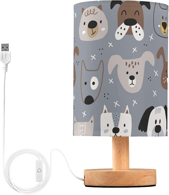 Yuiboo Bedside Lamps Cute Dog Faces Gray Night Light Lamp Trendy Night Light for Kids Home Office lampara de Noche para - Bloomnest