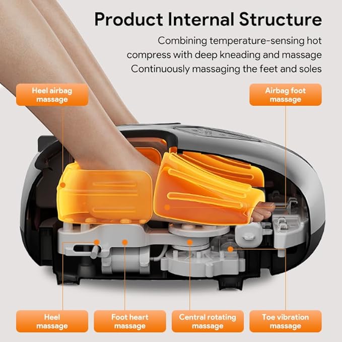 Foot Massager for Men and Women, Foot spa,Kneading, Compression, Vibration, Shiatsu Feet Massage Machine for Plantar Fasciitis, Neuropathy, Foot Warmer,Size 9-14 - Bloomnest
