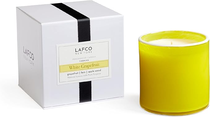 LAFCO New York Signature Candle, White Grapefruit - 15.5 oz - 90-Hour Burn Time - Reusable, Hand Blown Glass Vessel - Made in The USA - Bloomnest