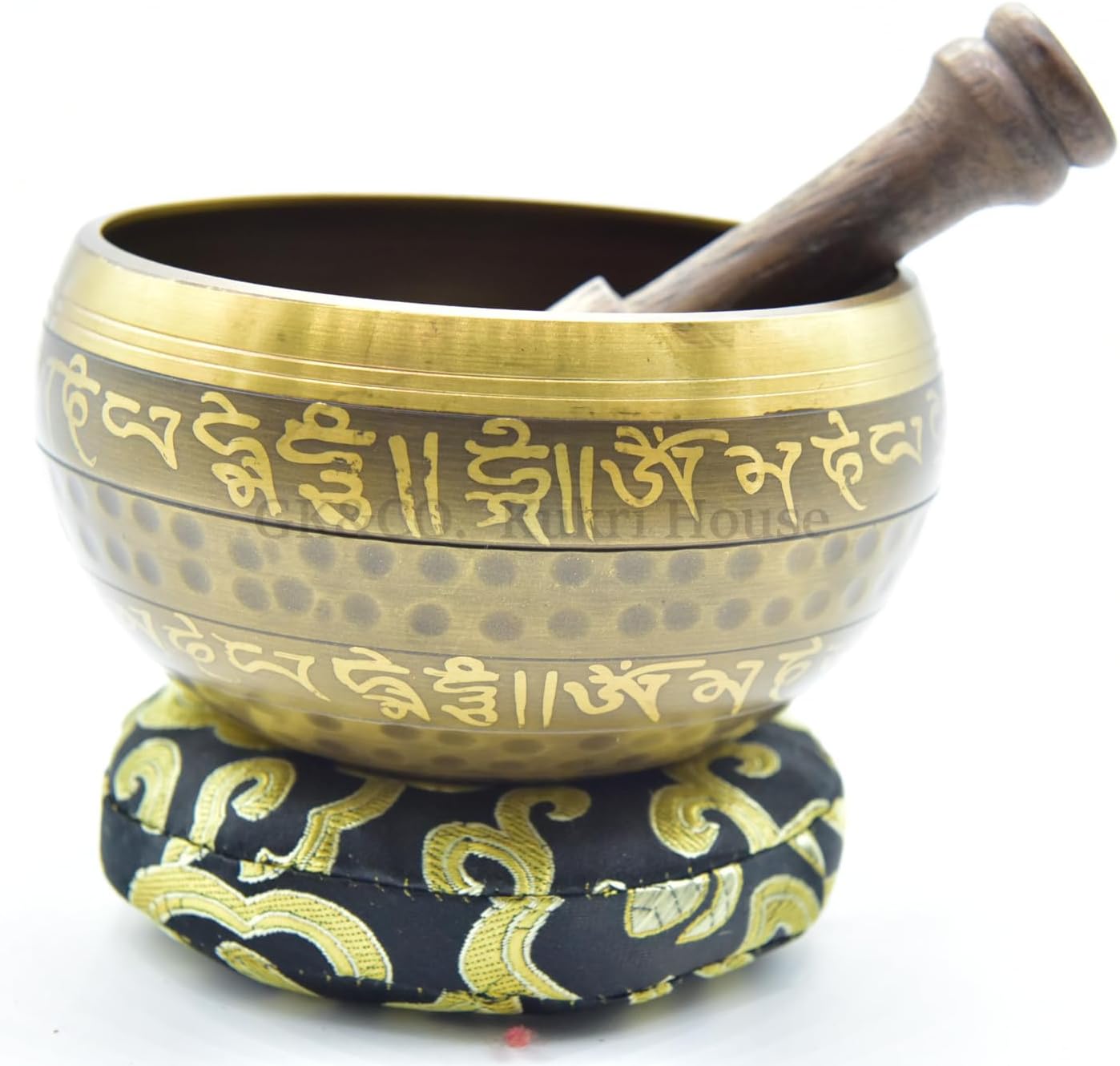 4.25 Inch Authentic Hand Beaten with Healing Mantra Engravings, Meditation Sound Bowl and Wooden Striker Handcrafted in Nepal, Yoga, Chakra Balancing,Healing, and Mindfulness