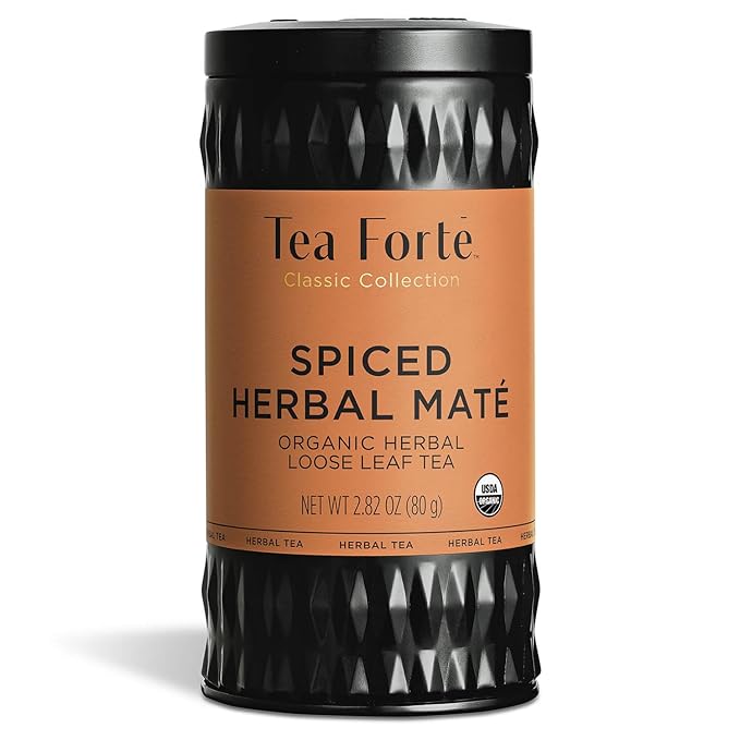 Tea Forte Spiced Herbal Maté Premium Loose Leaf Caffeinated Herbal Tea Blend Canister, Makes 35-50 Cups - Bloomnest