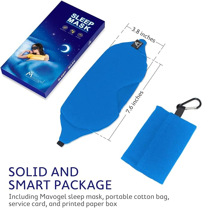 Mavogel Cotton Sleep Mask - Breathable Light Blocking Sleep Eye Mask, Soft Comfortable Night Sleeping Mask for Men Women, Eye Cover for Travel/Shift Work/Nap, Includes Travel Pouch (Cobalt Blue) - Bloomnest