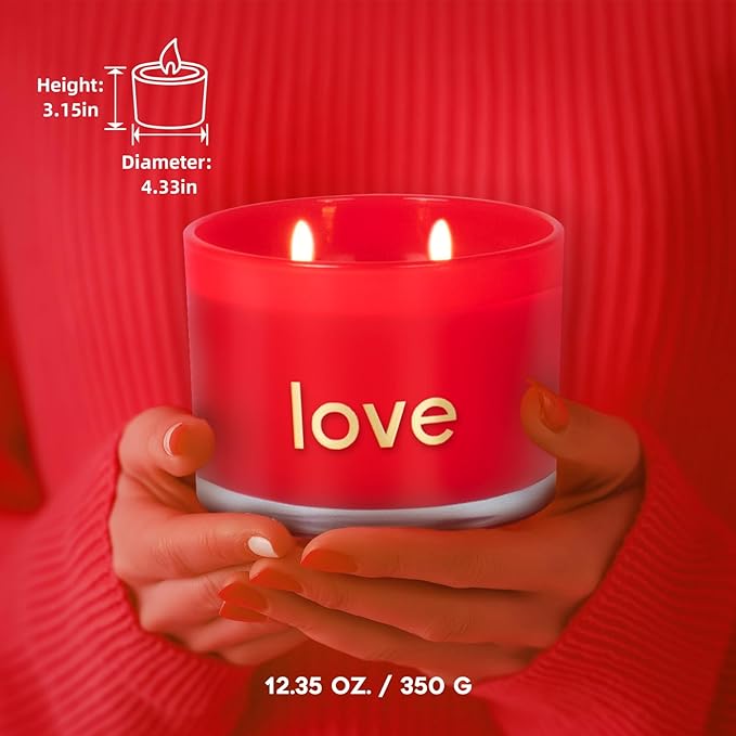 KONNI Red Rose Love Soy Scented Candles for Home, 2 Wick 12.35oz Luxury Aromatherapy Candle for Women Men, 60 Hours Long Lasting Candle, Clean Burning Jar Candle, Romantic Gifts for Mon Wife - Bloomnest