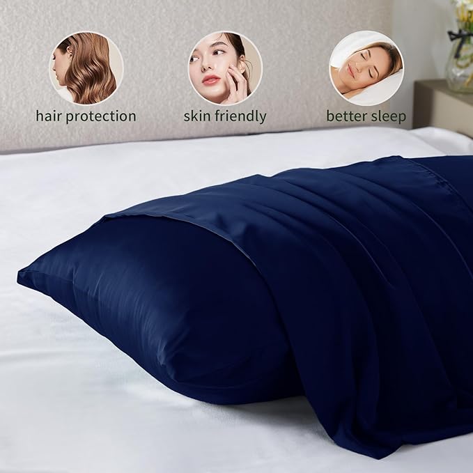Silk Pillowcase for Hair and Skin Mulberry Silk Pillowcase Soft Breathable Smooth Both Sided Natural Silk Pillowcase with Zipper Beauty Sleep Silk Pillow Case 1 Pack for Gift(Standard,Teal Blue) - Bloomnest