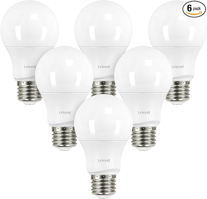 Linkind A19 LED Light Bulbs Dimmable, 40W Equivalent, E26 Base, 5000K Daylight, 5W 480 Lumens 120V, UL Listed FCC Certified, LED Lights for Bedroom Living Room Home Office, 6 Packs - Bloomnest