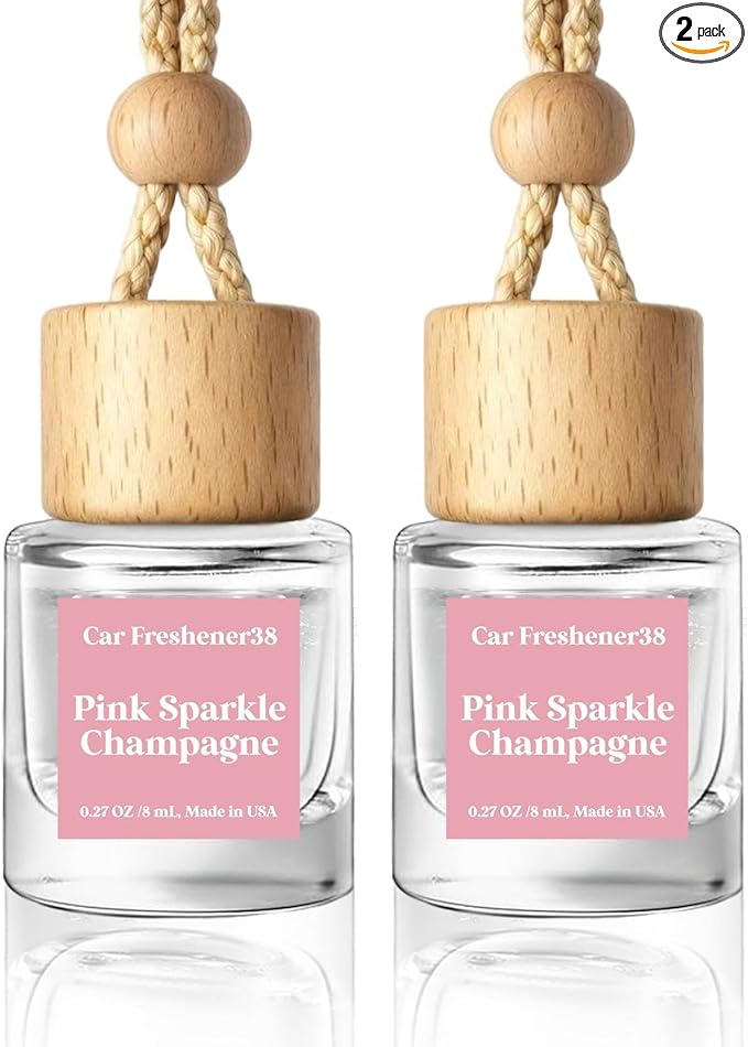 HoogaLife Car Air Freshener Diffuser 2 Pack Hanging Air Freshener Diffuser - Pink Sparkle Champagne Fragrance Oil Air Diffuse r for Car, 45+ Days Long Lasting Fragrance Made in USA (P38) - Bloomnest