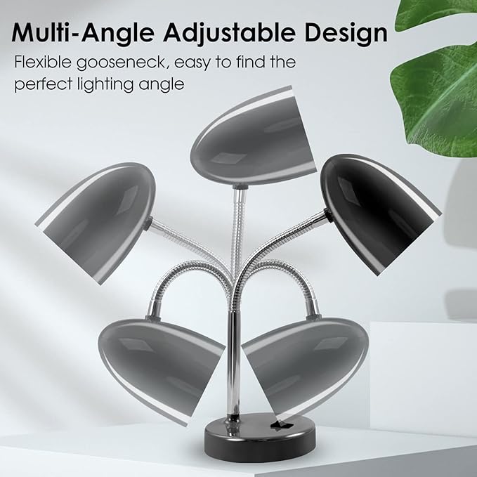 ENERGETIC SMARTER LIGHTING LED Desk Lamp, Flexible Gooseneck with Table lamp, 3.5W 240LM 4000K Cool White Study Lamps for Bedroom and Office, Eye Protection, ETL Listed,Black - Bloomnest