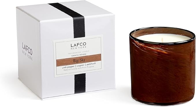 LAFCO New York Signature Candle, Big Sky - 15.5 oz - 90-Hour Burn Time - Reusable, Hand Blown Glass Vessel - Made in The USA - Bloomnest
