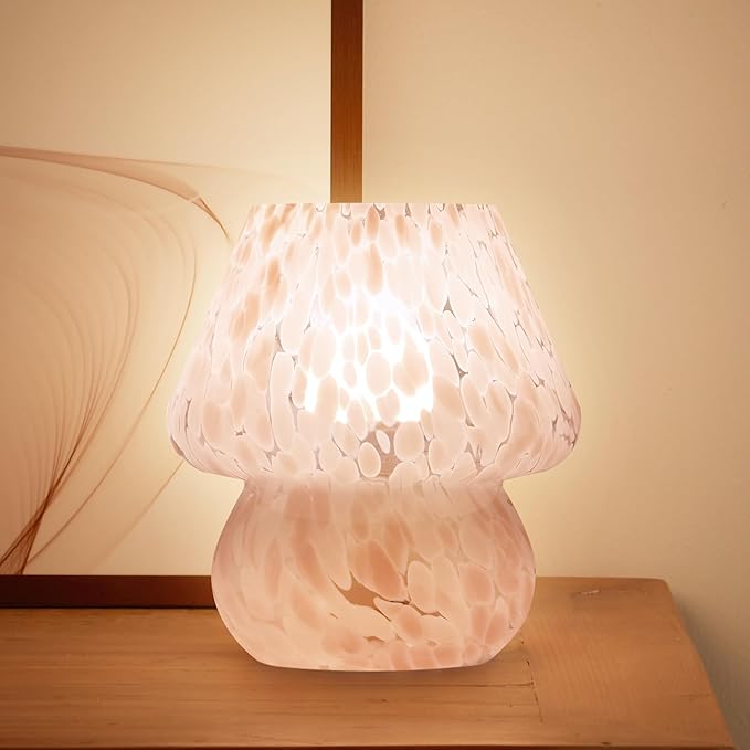 Mushroom Lamp Table Lamp for Bedroom,Small Desk Bedside Lamps for Living Room,Mushroom Decor Cute Mini Modern Mid Century Lamps for Night Stands,Aesthetic Home Living Room Decor(Blush Pink) - Bloomnest