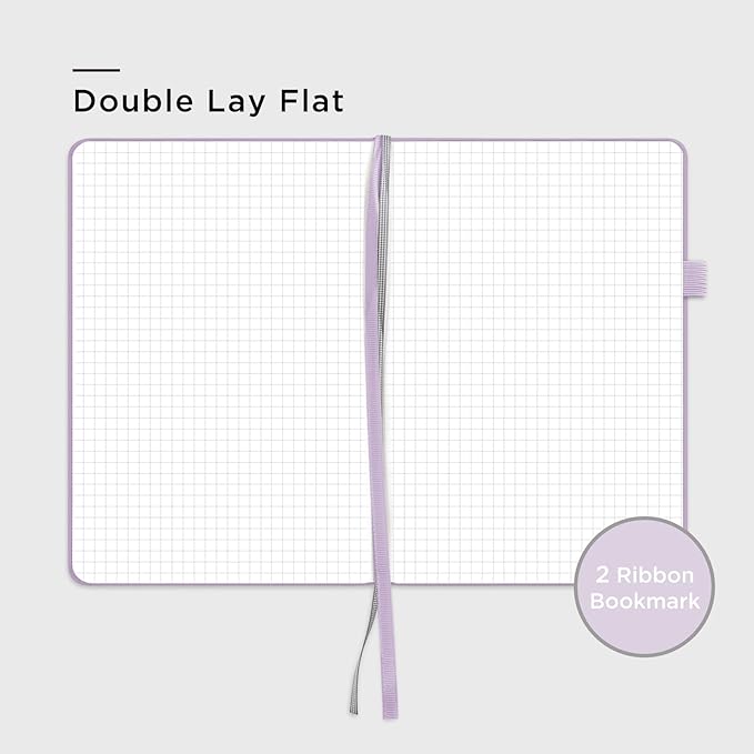 &And Per Se Graph Journal Notebook, 160 Pages, A5 5.7 x 8 inches 100 gsm Thick Paper Notebook Journals for Writing, Grid Hardcover Notebook(1 Pack, Lavender)