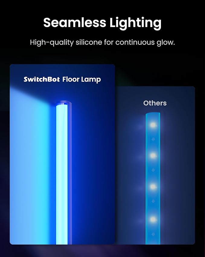 SwitchBot Floor Lamp with Matter, RGB, Warm Cool White, Corner Floor Lamp Compatible with Apple Home, Alexa, Google Home, 1200lm, Music Sync, Scene Modes, 16 Million Colors for Living Room Bedroom - Bloomnest