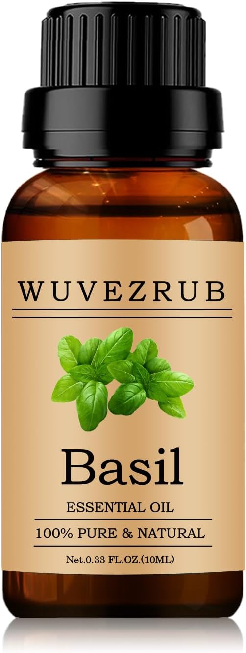 Basil Essential Oils 10ML, 100% Pure and Natural Essential Oil for Aromatherapy Diffuser - 0.33 Fl Oz/Basil WUVEZRUB