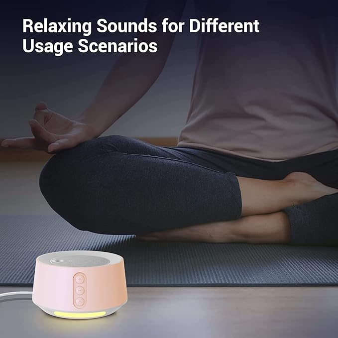 BGOVERSS White Noise Sound Machine with 20 Soothing Sounds, 10 Colors Night Light Sleep Machines Home Office Travel, 5 Timers and Memory Feature Sound Machine for Nursery Baby Kids Adults, Pink - Bloomnest