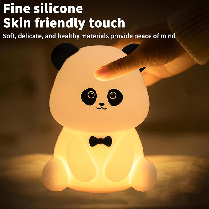 Cute Panda Night Light,Squishy Animal Nightlamp,Rechargerable Dimmable Nursery Soft Silicone Table Bedroom Lamp Portable Adjustable Lighting Bedroom Bedside Gift - Bloomnest