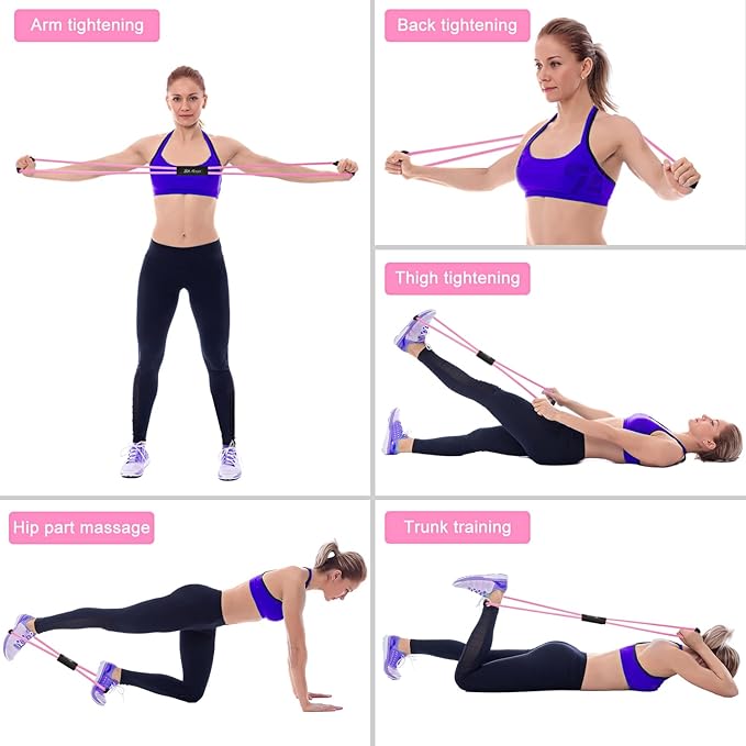 HPYGN Resistance Bands, Figure 8 Exercise Bands for Women Men, 8 Shaped Resistance Bands for Arms, Chest Expander, Yoga Gym Fitness Pulling Rope 8 Word Elastic for Exercise Muscle Training Tubing - Bloomnest