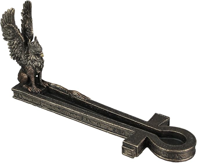 Veronese Design 5 1/8" Tall Egyptian Griffin Ankh Incense Holder Resin Sculpture Spirtual Gift Handpainted Bronze Statue - Bloomnest