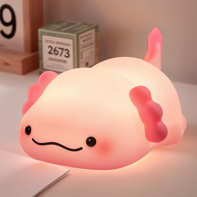 SMY Lighting Axolotl Night Light for Kids,Animal Silicone Nursery Night Lamp, Rechargeable Table Lighting Bedside Lamp,Cute Room Decor Light for Bedroom,Living Room,Dining,Desk Decorations,Gift - Bloomnest