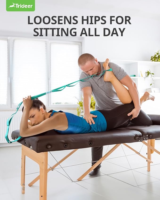 Trideer Stretching Strap Yoga Strap for Physical Therapy, 10 Loops Yoga Straps for Stretching, Non-Elastic Stretch Strap for Pilates, Exercise, Stretch Band for Women & Men - Bloomnest