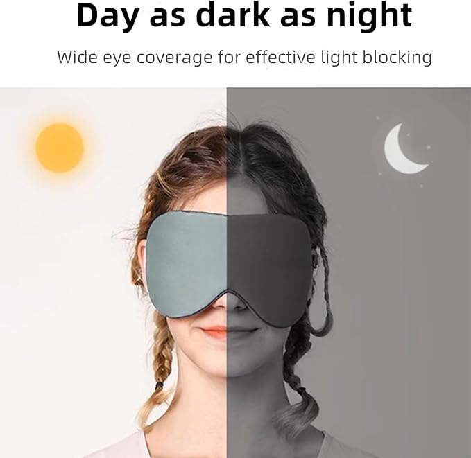 Sleep Mask for Side Sleeper Dual Warm & Cool Function, Soft Cover, Ultra Light Blocking, Reduces Dark Circles, Adjustable Ear Loops, Travel Bag Included, Gift for Men & Women - Bloomnest