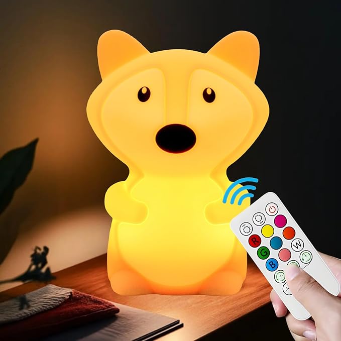 Fox Night Lights for Kids, Light for Children's Room, Animal Lights 9 Colors Changing for Girls and Boys Room Decor, Cute Lamps for Bedroom, Sleep Night-Light, Birthday Present - Medium - Bloomnest