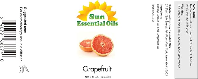 Sun Essential Oils 8oz Grapefruit Essential Oil - Aromatherapy Grapefruit Oil Bulk - Bloomnest