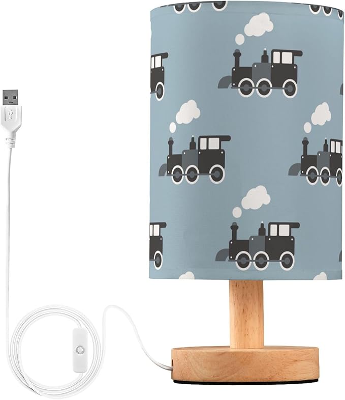 Toy Steam Train LED Table Lamp with USB Port Night Light Bedroom Lamps for Nightstand Living Room Dorm Home Office Desk - Bloomnest