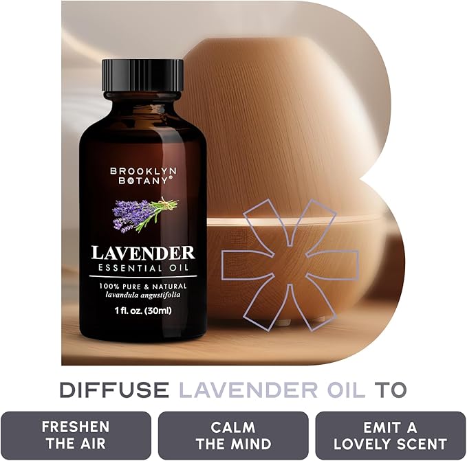 Brooklyn Botany Lavender Essential Oil - 100% Pure and Natural - Premium Grade Oil with Dropper - for Aromatherapy and Diffuser - 1 Fl Oz - Bloomnest