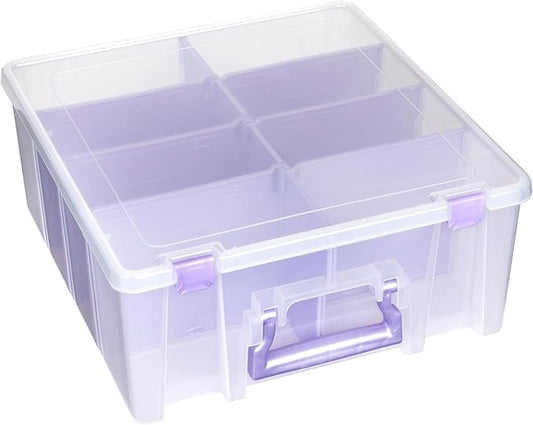 ArtBin 6990JZ Super Satchel Double Deep Compartment Box - Art Storage with 8 Removable Compartments, Smart Closure for Craft Supplies (Purple- Pack of 1) - Bloomnest