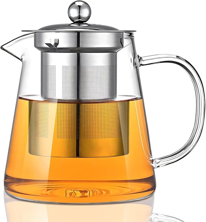 Glass Teapot, Tea Pot with Removable Infusers for Loose Tea, Borosilicate Glass Tea Kettle Tea Maker Stovetop for Party, Camping,Travel (550ML) - Bloomnest